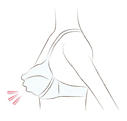ブラのカップにしわができる。