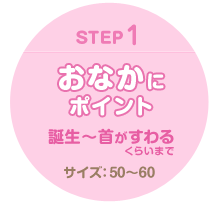 STEP1 おなかにポイント 誕生～首がすわるくらいまでの赤ちゃん肌着 サイズ：50～60