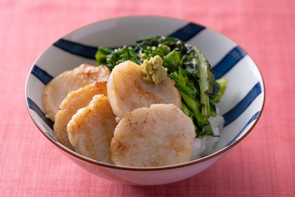 大原千鶴のすやすやレシピ2：ホタテの菜の花丼