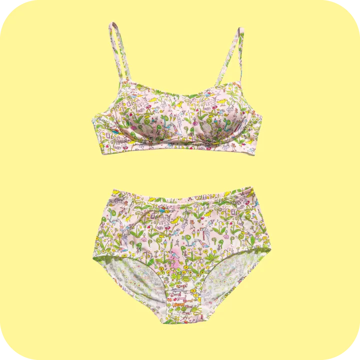 ノンワイヤーブラ(パッド付) UBX411、ショーツ UPX411