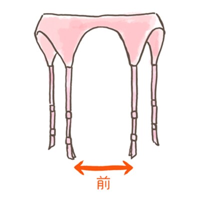 ガーターベルトの着用の仕方。前と後ろの見分け方